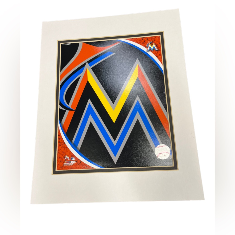 Miami Marlins Framed Logo, 8 X 10, Photo File, Major Leage Baseball, High Gloss